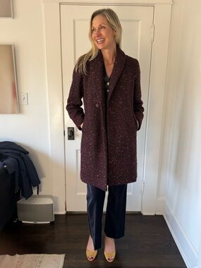 J. Crew Burgundy Speckled Wool Coat